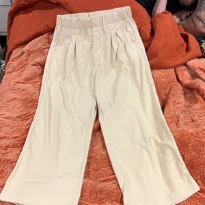 Cream Wide-Leg Pants